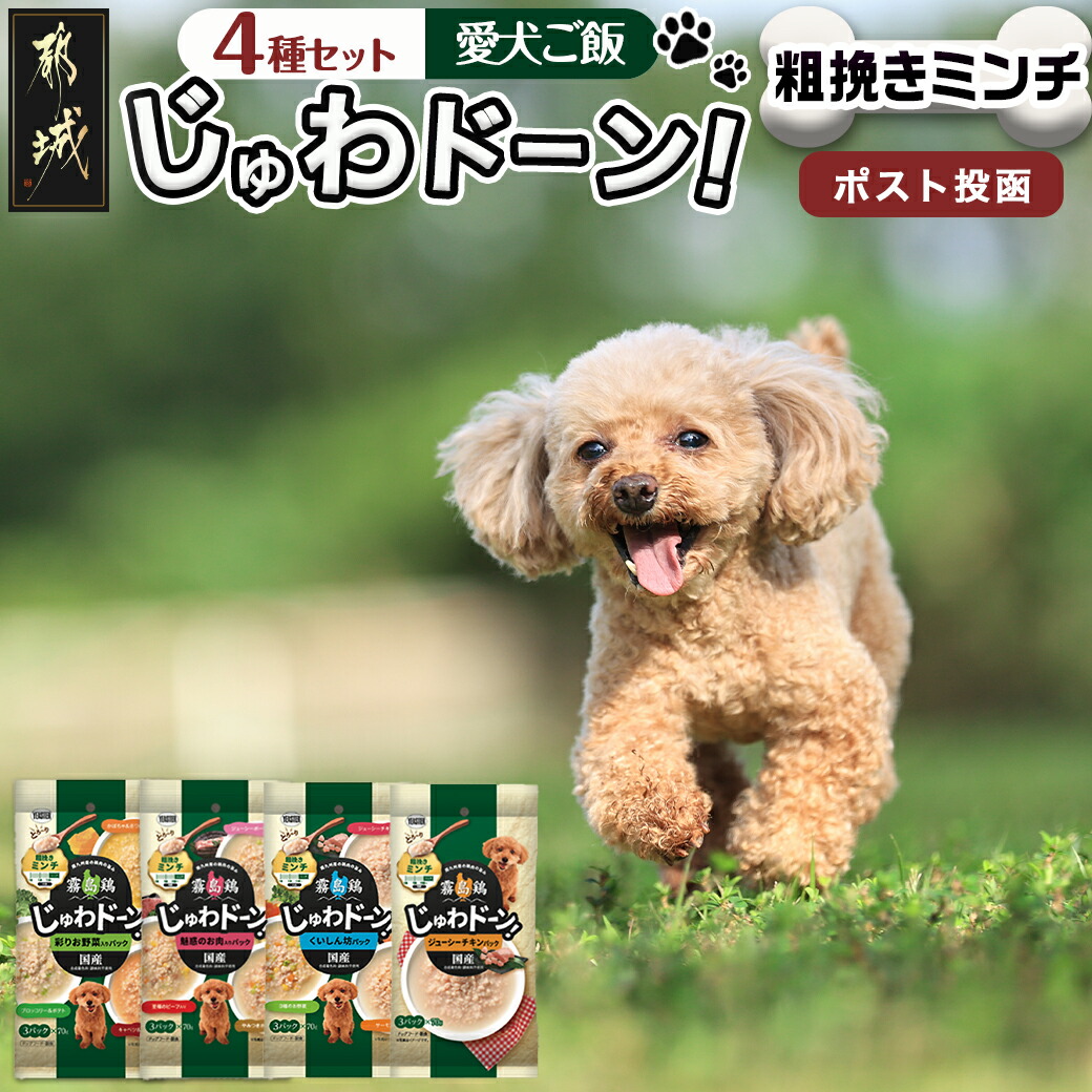 ≪愛犬ご飯≫霧島鶏じゅわドーン!粗挽きミンチ4種セット※ポスト投函