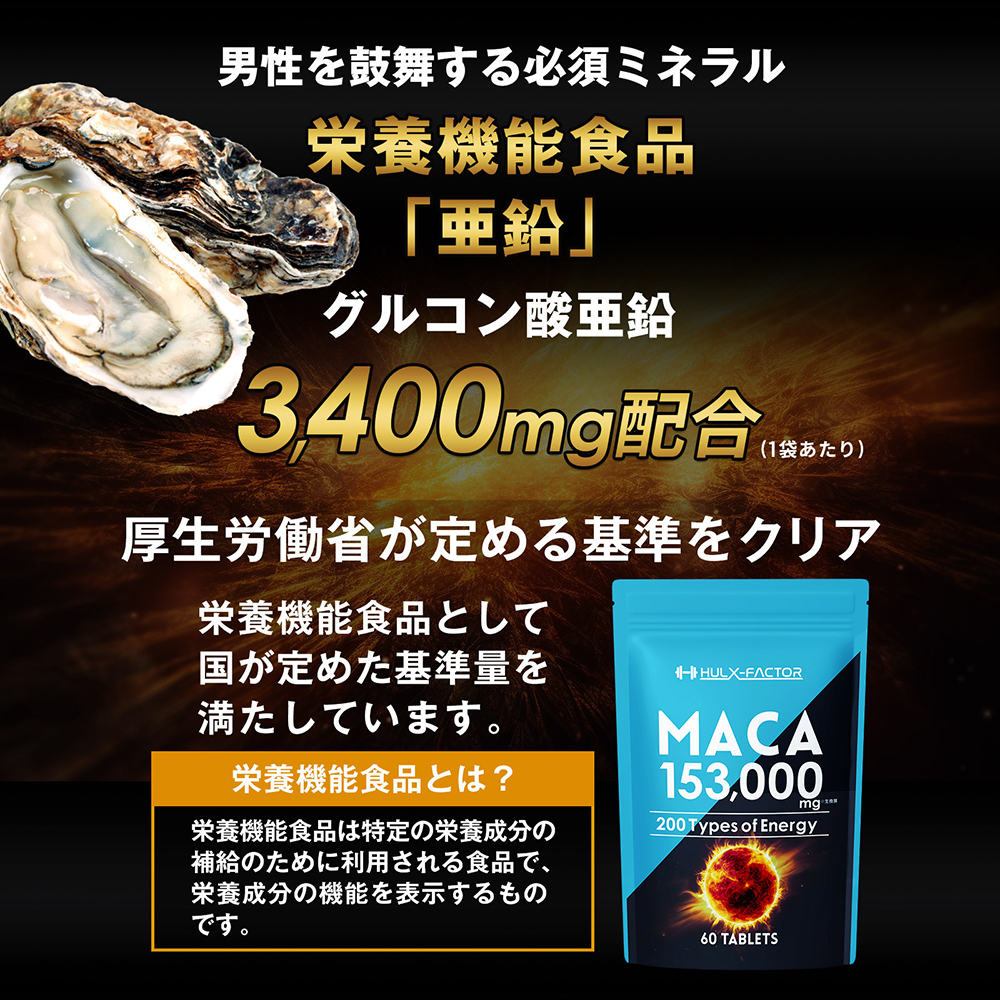 ハルクファクター 20倍濃縮 マカ 亜鉛 サプリ 30日分 153000mg 特許成分 エナジー成分200種 活力 スタミナ ローヤルゼリー コエンザイムQ10 サプリメント 男性 女性 妊活 栄養機能食品 国産 人気 美容 maca 