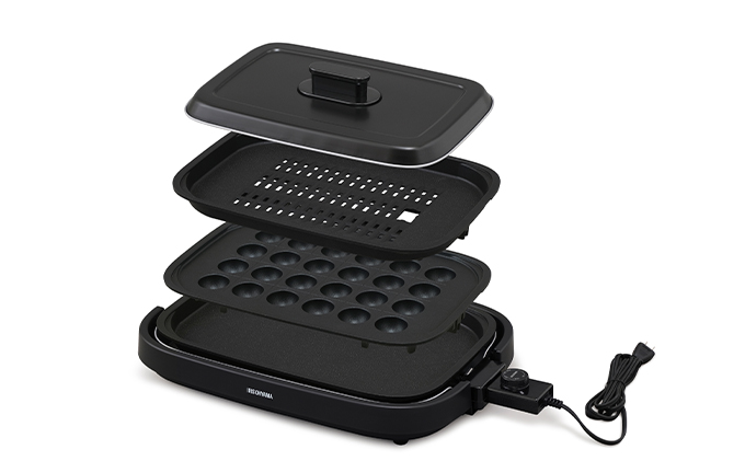 ホットプレート 大型 3枚 プレート ブラック アイリスオーヤマ キッチン 家電 キッチン家電 調理家電 網焼き風 油落ち 焼肉 たこ焼き たこ焼き器付き マルチプレート 電気プレート 卓上調理器 テーブルグリル IHA-A30-B アイリス 宮城県 大河原町