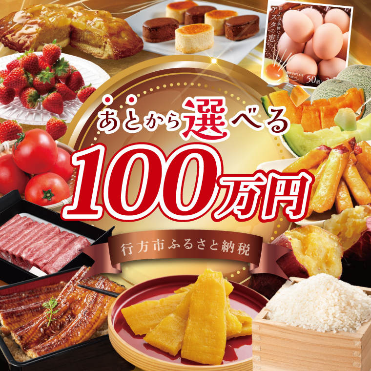 ★あとから選べる★茨城県行方市ふるさとギフト 寄附額：100万円分｜あとから選べる 後から選べる 選べる ギフト 肉 お肉 米 お米 コシヒカリ ミルキークイーン さつまいも サツマイモ 芋 お芋 うなぎ 干し芋 紅はるか スイーツ カタログ 100万円 茨城県 行方市 人気(CU-103)