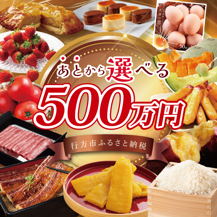 ★あとから選べる★茨城県行方市ふるさとギフト 寄附額：500万円分｜あとから選べる 後から選べる 選べる ギフト 肉 お肉 米 お米 コシヒカリ ミルキークイーン さつまいも サツマイモ 芋 お芋 うなぎ 干し芋 紅はるか スイーツ カタログ 500万円 茨城県 行方市 人気(CU-105)