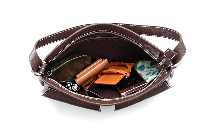 Wポケットハンドバック(ブラウン)