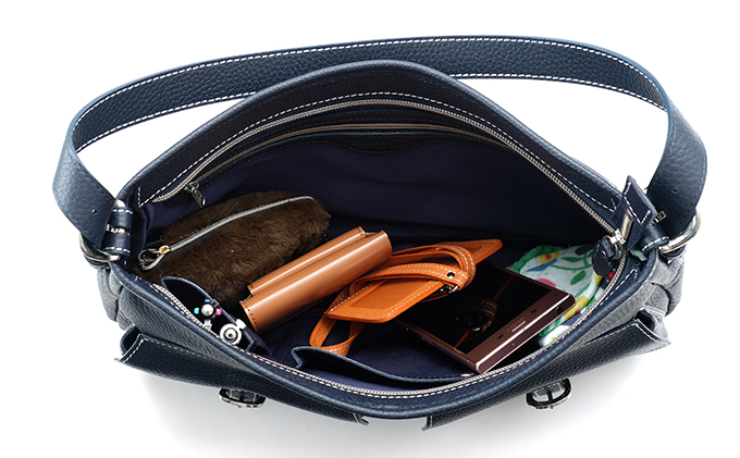 Wポケットハンドバック(紺)