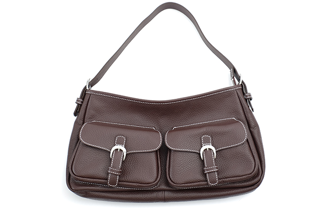 Wポケットハンドバック(ブラウン)