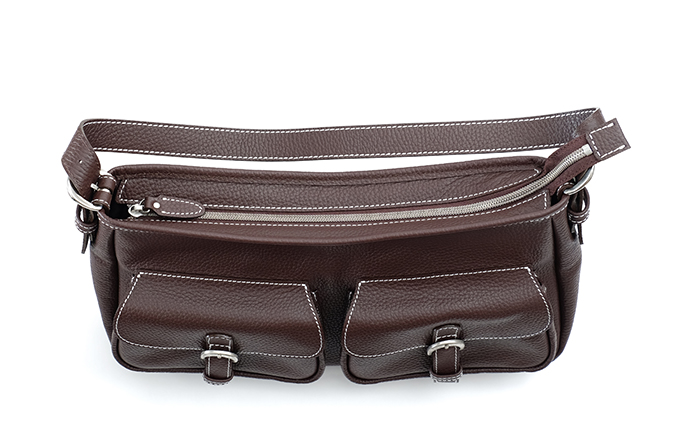 Wポケットハンドバック(ブラウン)