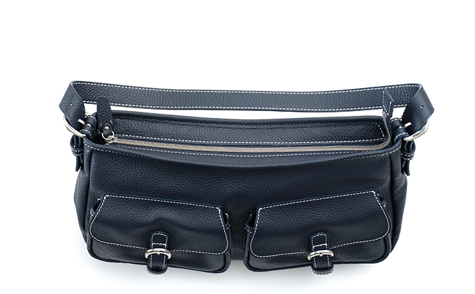 Wポケットハンドバック(紺)