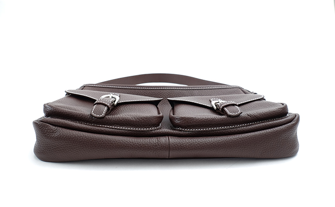 Wポケットハンドバック(ブラウン)