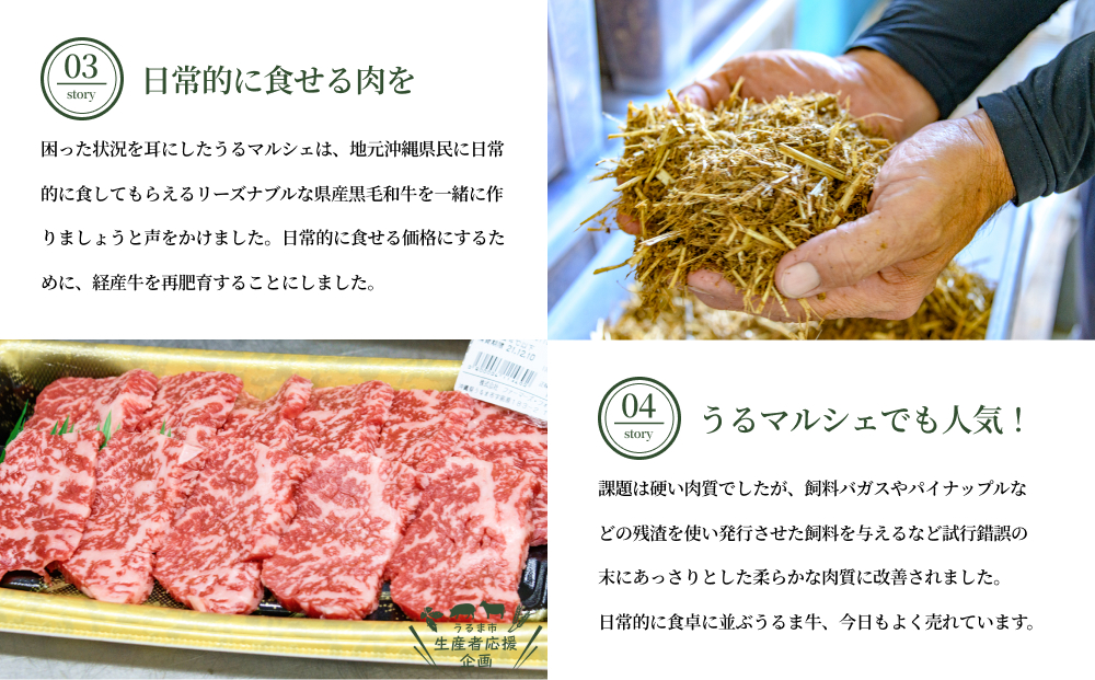 赤身の旨みがぎっしり詰まったうるま牛カルビ（焼肉カット）大容量1kg　