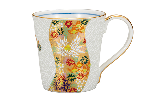 九谷焼　 マグカップ　七宝金花詰　a04 