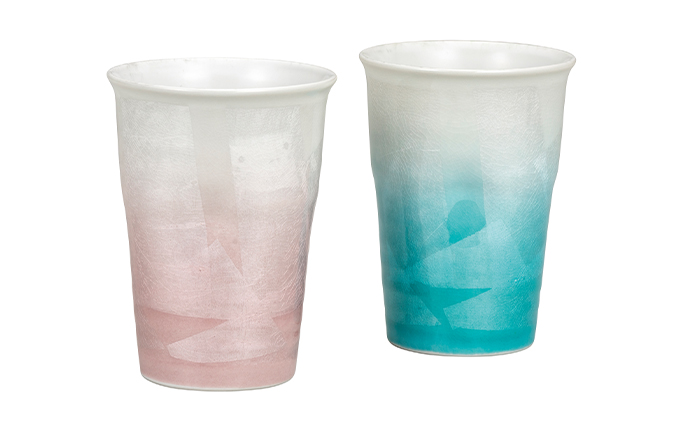 九谷焼　 ペアフリーカップ　銀彩　a04 