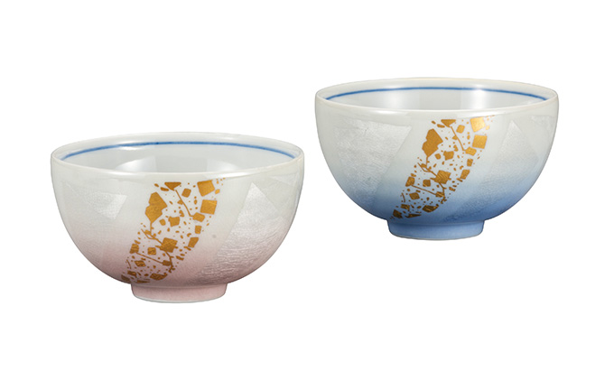 九谷焼　 組飯碗　銀彩金チラシ　a02 