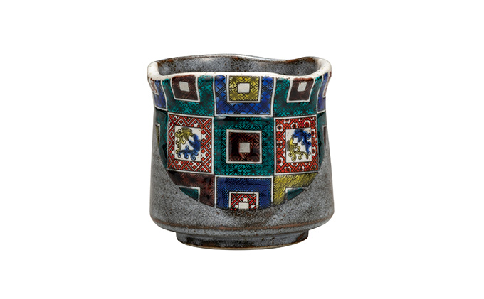 九谷焼　 湯呑　石畳文　a03 