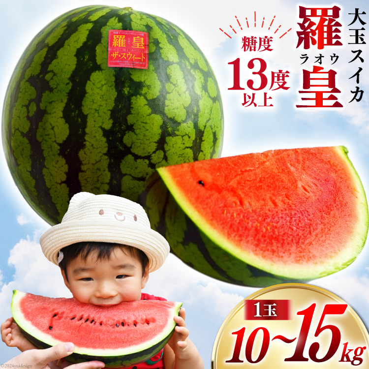 長崎県島原市のふるさと納税 AG060【令和8年度出荷分】超特大！大玉スイカ～羅皇（ラオウ）～（10～15kg）[先行予約 数量限定 すいか スイカ 西瓜 フルーツ 果物 長崎 長崎県 島原市]