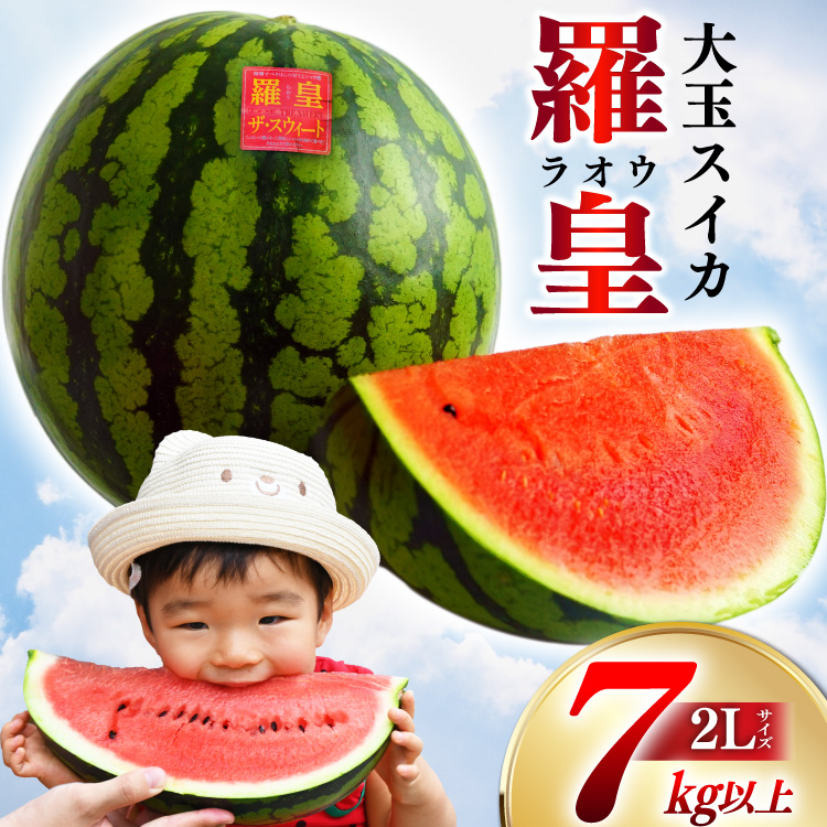長崎県島原市のふるさと納税 BG059【令和8年度出荷分】絶品！大玉スイカ～羅皇（ラオウ）～（7～10kg）[ 先行予約 数量限定 すいか スイカ 西瓜 らおう 羅王 フルーツ 果物 長崎 長崎県 島原市 ]