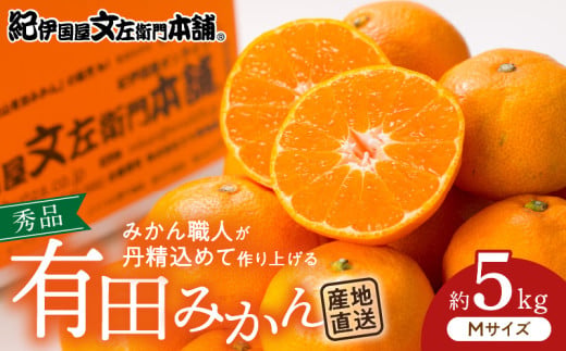 V7436_ブランド有田みかん【Ｍ】秀品5kg 薄皮で甘い美味しいみかん（お届け日指定不可）