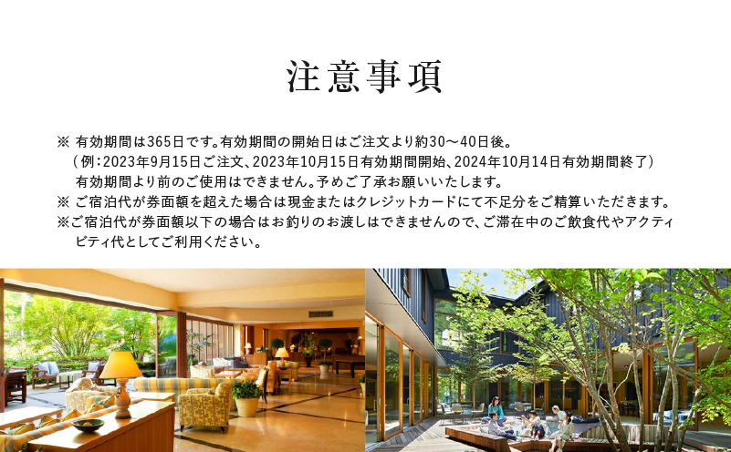 長野県軽井沢町のふるさと納税 ホテル 軽井沢 星野リゾート ふるさと納税宿泊ギフト券 15,000円分 避暑地 別荘 紅葉 森林浴