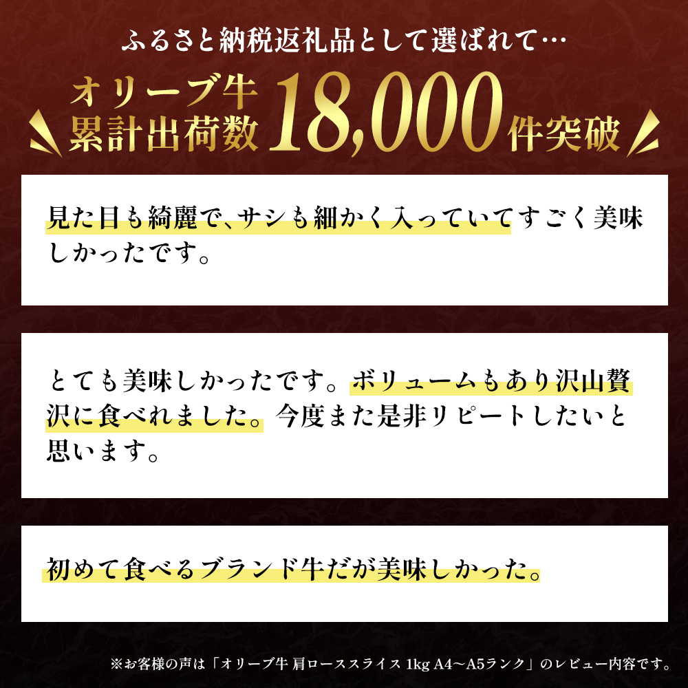 香川県産黒毛和牛オリーブ牛「肩ローススライス 1kg」 お肉 牛肉 