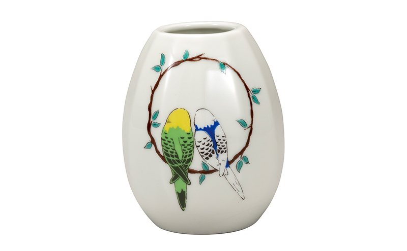 九谷焼　3.5号一輪生　睦インコ 