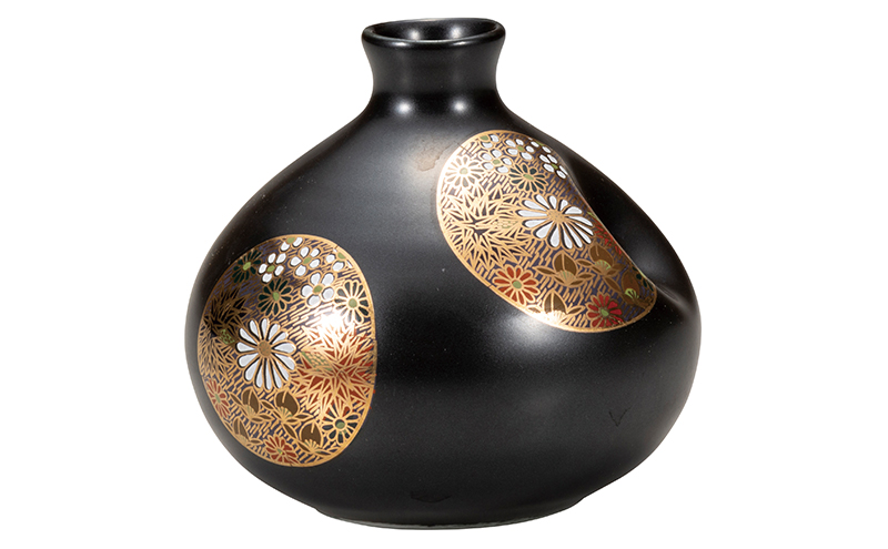 九谷焼　3号一輪生　金花詰 