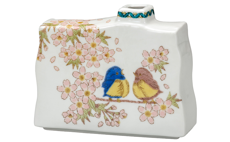 九谷焼　5号一輪生　花すずめ 