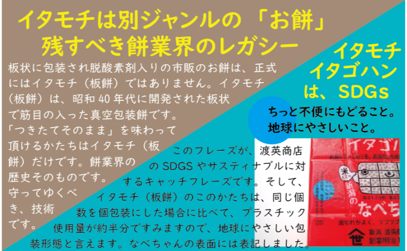 新潟県田上町のふるさと納税 イタモチ（越後もち）正規品 2枚セット　創業明治17年　渡英商店　謹製 幻 超ロングセラー レジェンド おいしい リピーター 個性 甘い 真空パック ボイル 殺菌 デンプン 正月