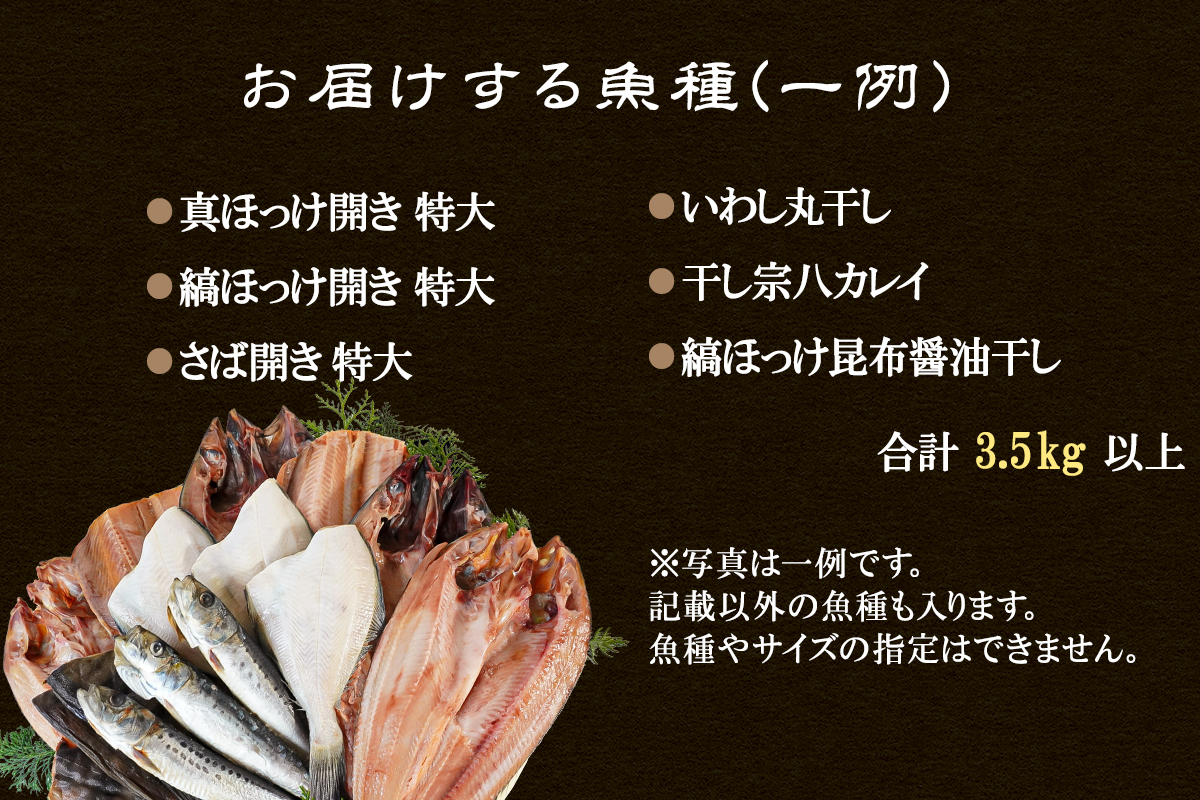 【2025年12月下旬発送】干物 おまかせ詰め合わせセット 3.5kg以上 干物 真ホッケ 干物 縞ホッケ サバ 干物 期間限定