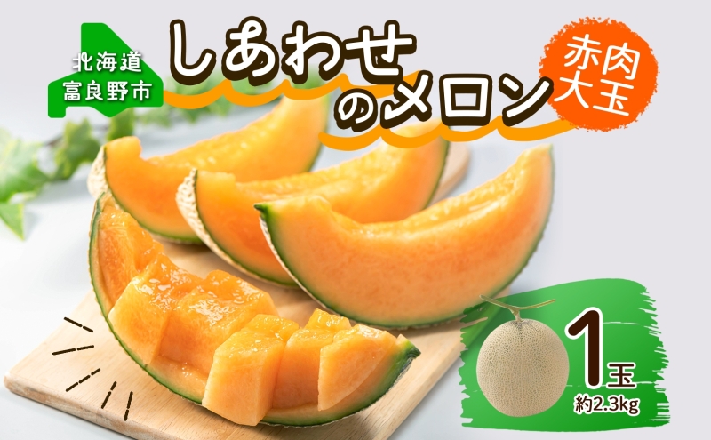 ＜2026年発送 先行受付＞ ふらの産 しあわせのメロン 赤肉 大玉 1玉 約2.3kg メロン 富良野メロン 赤肉メロン 果物 フルーツ 甘い デザート ギフト 贈答 送料無料 ウエノ農園 北海道 富良野市