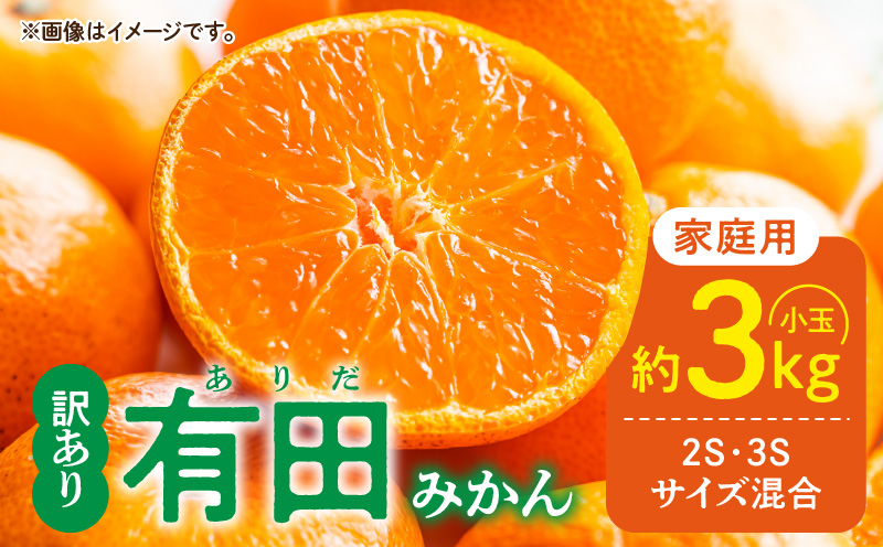 DZ6033_家庭用 ご有田みかん 和歌山 小玉(2S,3Sサイズ混合) 約3kg