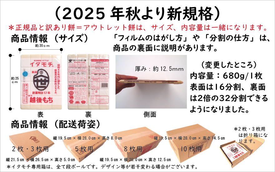 新潟県田上町のふるさと納税 イタモチ（越後もち）正規品 2枚セット　創業明治17年　渡英商店　謹製 幻 超ロングセラー レジェンド おいしい リピーター 個性 甘い 真空パック ボイル 殺菌 デンプン 正月