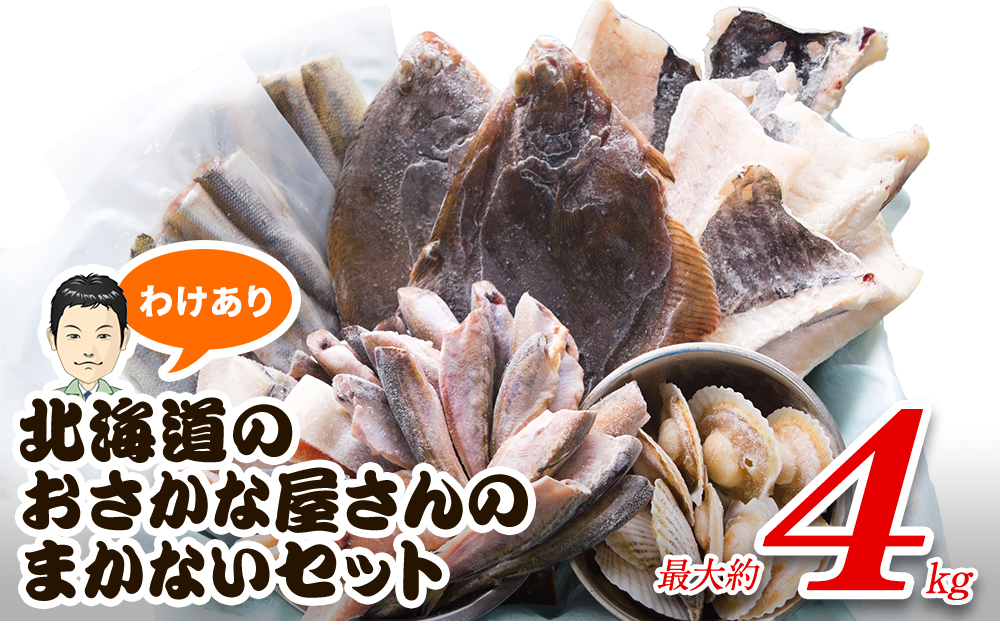 北海道鹿部町のふるさと納税 【2025年12月下旬発送】訳あり 北海道のおさかな屋さんの まかないセット 冷凍魚貝 最大4kg 魚 魚介 訳あり