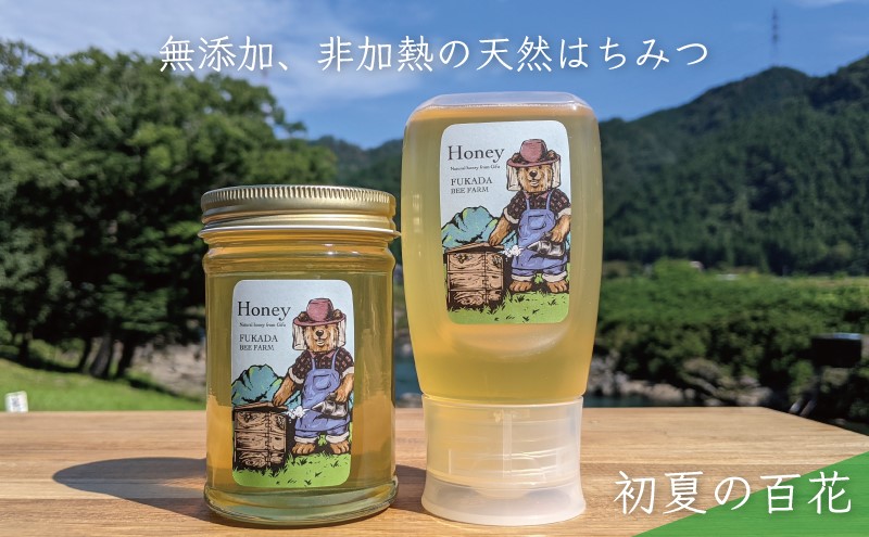 合計530g 天然蜂蜜 国産蜂蜜 非加熱 生はちみつ 岐阜県 美濃市産 初夏 (蜂蜜230g入りガラス瓶1本、蜂蜜300g入りピタッとボトル1本のセット)B13 深田養蜂のハチミツ