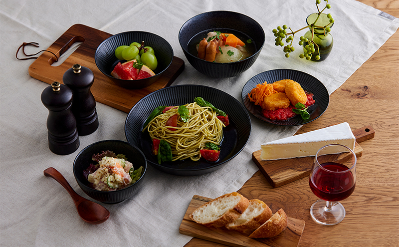 食器 5点セット MNW-5S ブラック 電子レンジ 食洗器対応 磁器 新生活 アイリスオーヤマ 食器セット 