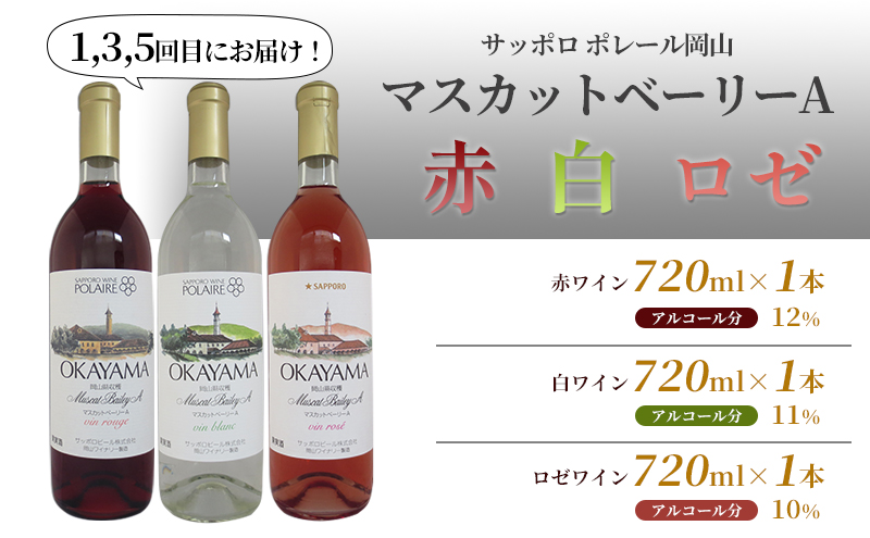 ワイン 飲み比べ 定期便 6ヶ月 サッポロ 岡山 ワイナリー お酒 ワイン ぶどう 