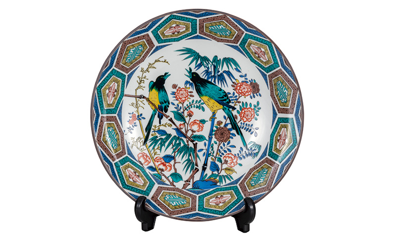 九谷焼 3.2号皿揃 吉田屋椿に鳥 （5枚セット）a01 工芸品 （石川