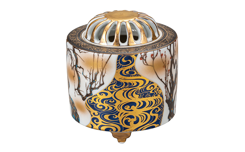 九谷焼　3.5号香炉　光琳梅 a05 