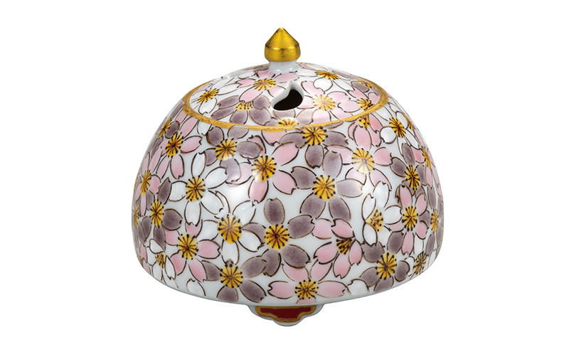 九谷焼　2.8号香炉　桜花文　新田智子作 a05 