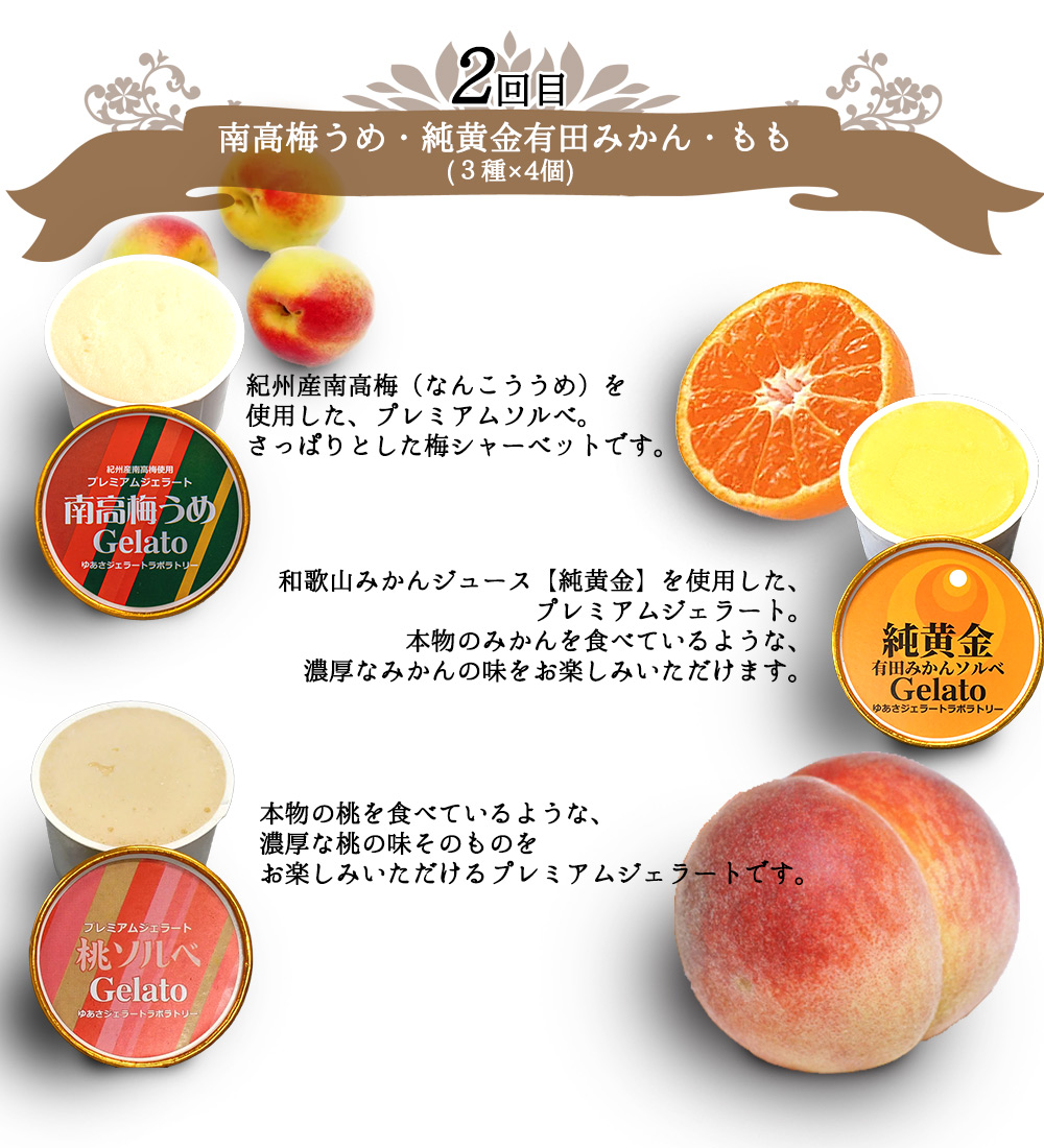 V20-T07_【定期便 全3回 毎月お届け】 和歌山のプレミアムジェラート