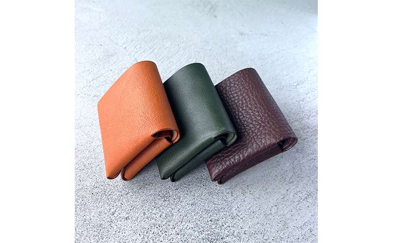 本革 ノンステッチの二つ折りミニ財布 シボ入り栃木レザー ファッション小物 革小物 レザー小物 ウォレット コンパクト カード入れ 小銭入れ お札入れ 