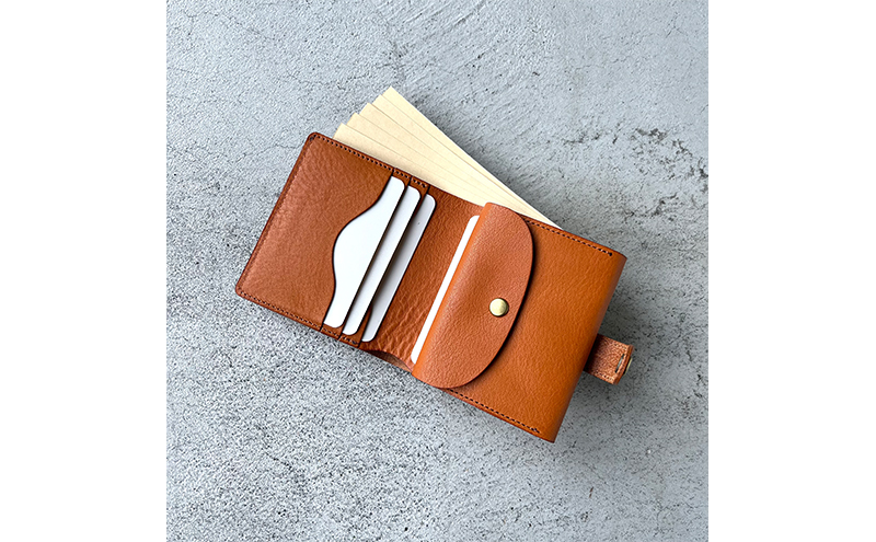 本革 スクエア二つ折り財布 シボ入り栃木レザー ファッション小物 革小物 レザー小物 ウォレット シンプル コンパクト お札入れ 小銭入れ カード入れ オープンポケット 