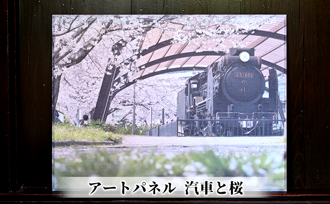 アートパネル　汽車と桜 織物 フォトグラファー 下村綱起 撮影 風景 動物 写真 厳選 作品 フェルト 生地 オリジナル インテリア プレゼント 癒し 