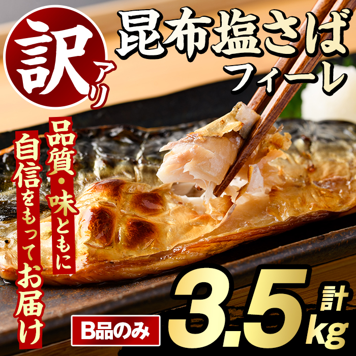 訳あり！昆布塩さばフィーレ(B品のみ・計3