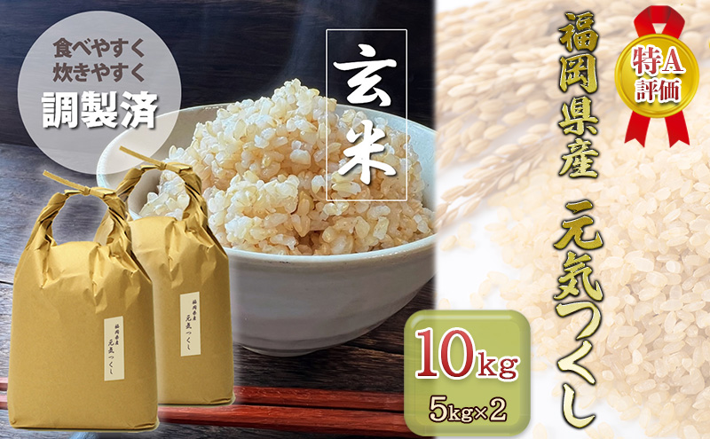 R7年産 新米 玄米 10kg 元気つくし 福岡県産 特A評価 お米 5kg×2袋 米 コメ 福岡県 
