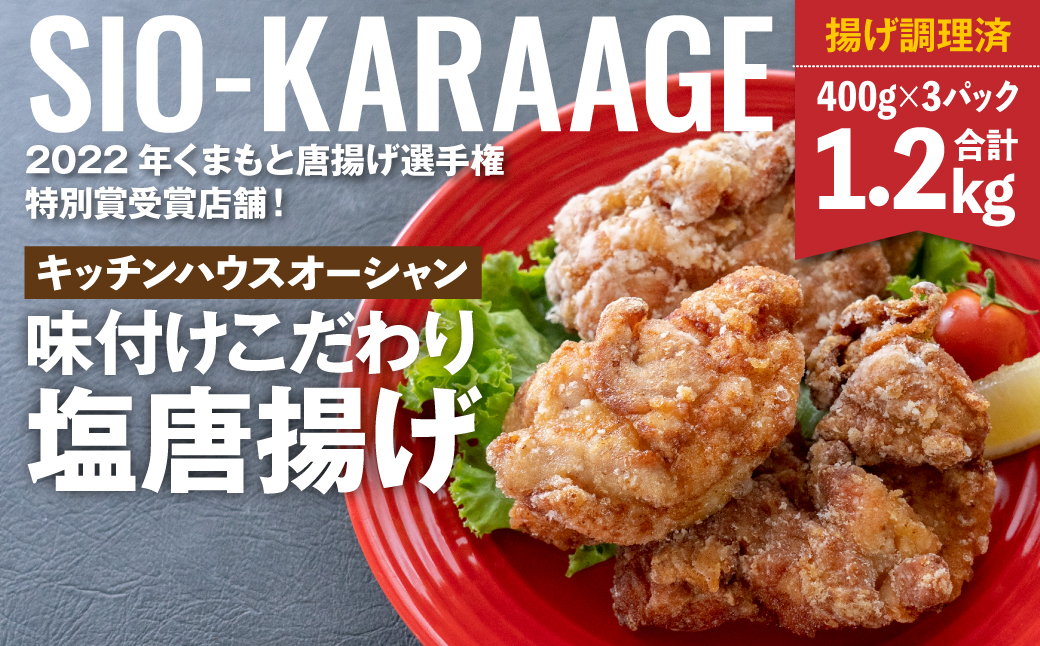 熊本県八代市のふるさと納税 味付け こだわり 塩唐揚げ  計1.2kg ジューシー お肉 唐揚げ