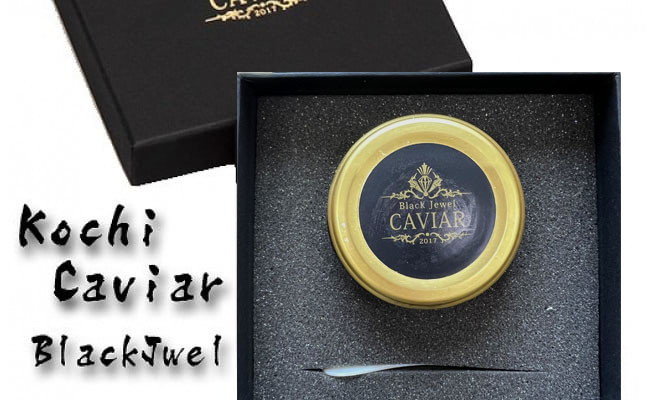 KYF004　【CF-R5cbs】 高知産熟成キャビア30g(化粧箱)シェルスプーン付Black Jewel＜高知市共通返礼品＞