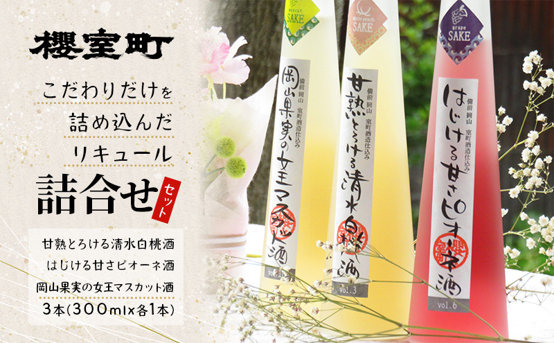 【岡山県赤磐市】櫻室町 こだわりだけを詰め込んだ リキュール 詰合せ 300mlx3本セット(L3-4I) お酒 アルコール 酒
