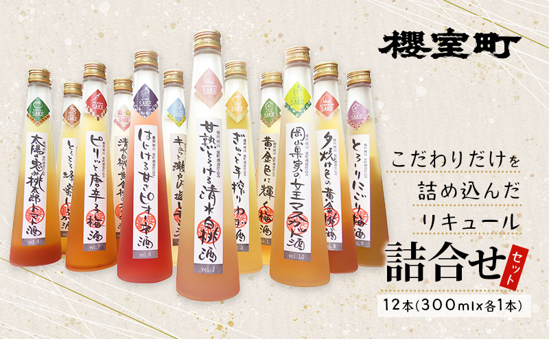 【岡山県赤磐市】櫻室町 こだわりだけを詰め込んだリキュール 詰合せ セット 計12本(12種類300mlx各1本) お酒 アルコール 酒