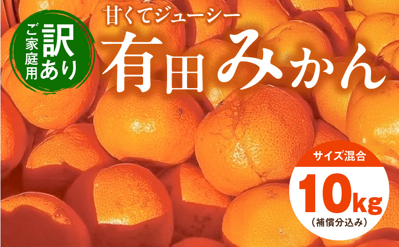 EH6101_【訳あり ご家庭用】和歌山県産 有田みかん 8kg＋2kg保証分 サイズ混合