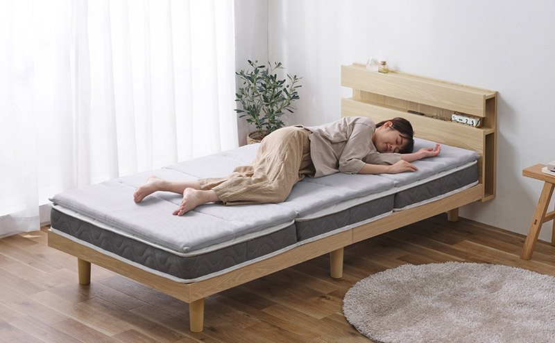 すのこベッド ナチュラル ベッド シングル アイリスオーヤマ SNBS-S すのこ ベッドフレーム ヘッドボード シングルベッド コンセント付き 2口コンセント 充電 寝具 収納 通気性 北欧 おしゃれ インテリア 寝室 