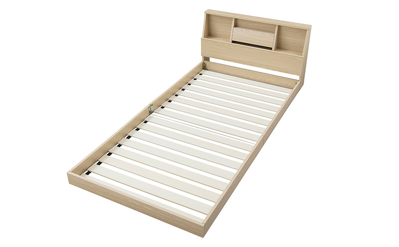 ベッド シングル シングルベッド アイリスオーヤマ FBF-S ナチュラル ベッドフレーム フロアベッド ローベッド コンセント付き 通気性 フレーム コンセント ヘッドボード付き スマホスタンド 木製 ロータイプ 北欧 組み立て インテリア 寝室 