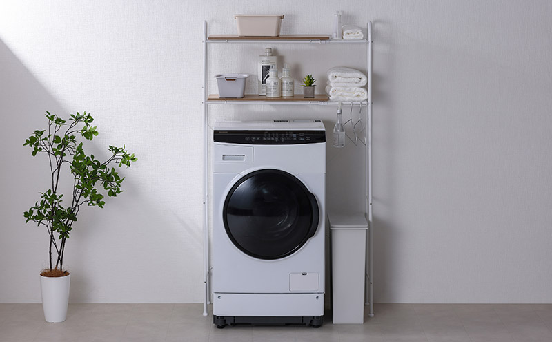 ランドリーラック 伸縮スタイルランドリーラック SLR-EX895 ホワイト アイリスオーヤマ 伸縮 おしゃれ 縦型 スリム 可動棚 洗濯機ラック 一人暮らし ランドリー収納 洗面所 洗濯機 収納 省スペース 北欧 シンプル インテリア 